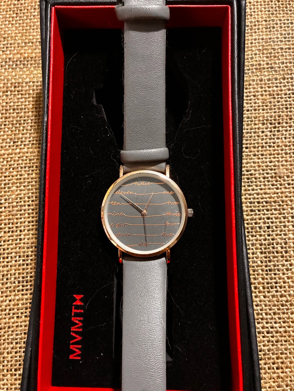 MVMT Women's Grey Leather Strap Watch with Rose Gold Dial